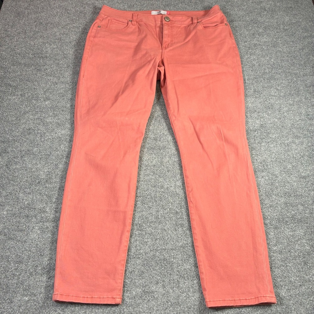 CAbi Curvy Skinny Jeans Womens 16 Coral Pink Stretch Denim Style 5311